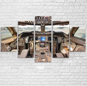 Boeing 747 Cockpit Printed Multiple Canvas Poster canvas mural art