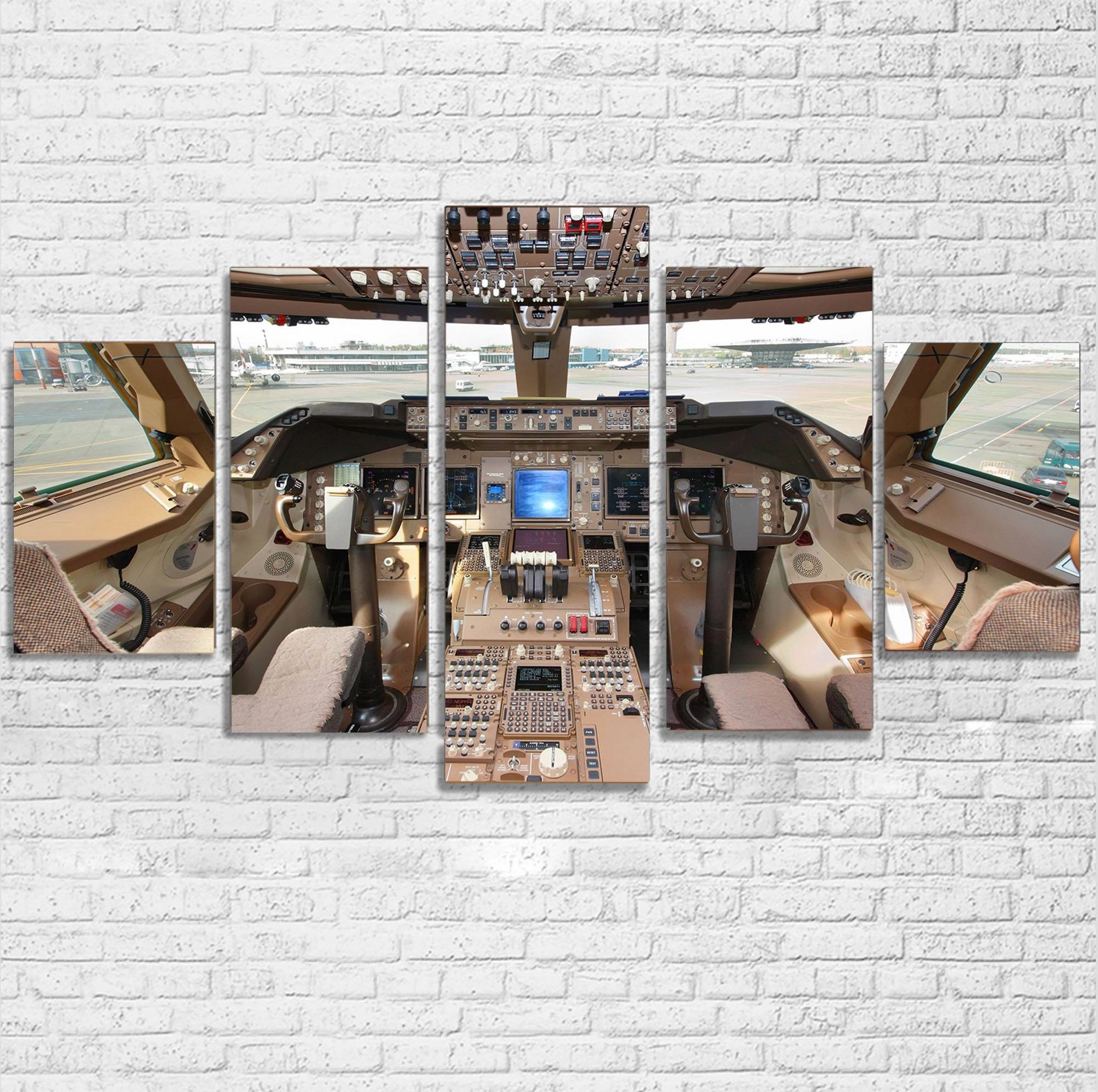 Boeing 747 Cockpit Printed Multiple Canvas Poster canvas mural art