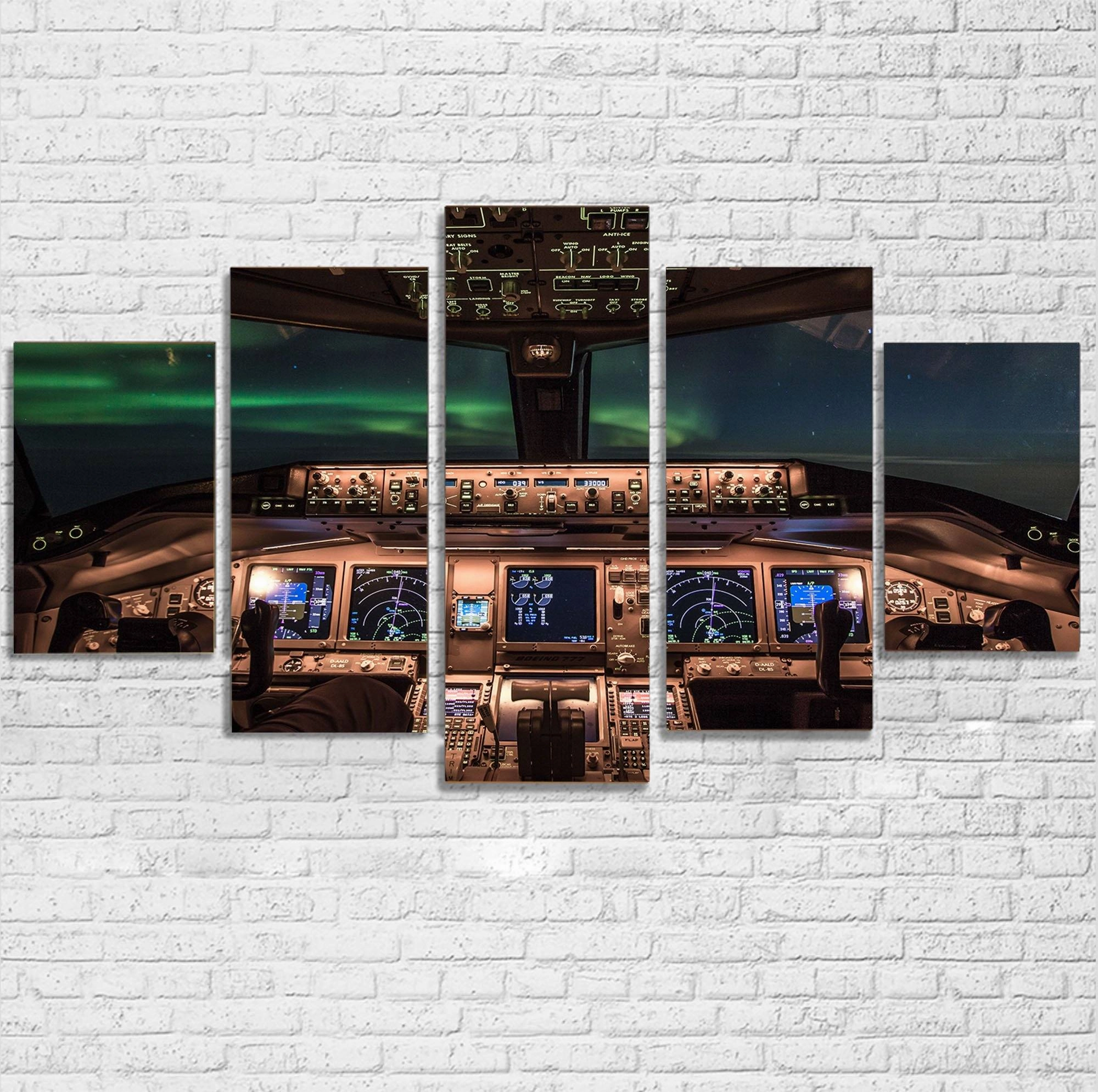 Boeing 777 Cockpit Printed Multiple Canvas Poster canvas mural art