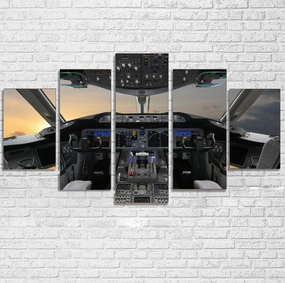 Boeing 787 Cockpit Printed Multiple Canvas Poster canvas mural art