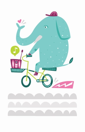 Boombox Parade Elephant Print 11X17 framed wall decor