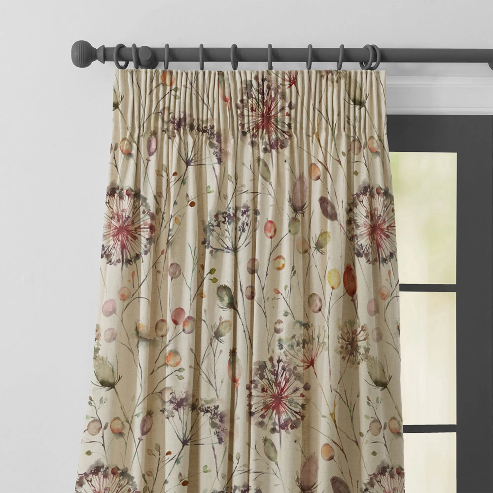 Boronia Printed Cotton Fabric (By The Metre) Boysenberry/Cream