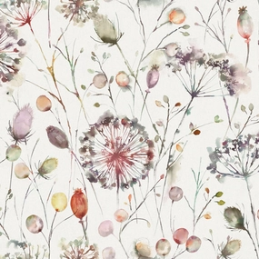 Boronia Printed Cotton Fabric (By The Metre) Boysenberry/Cream elegant table cloth  