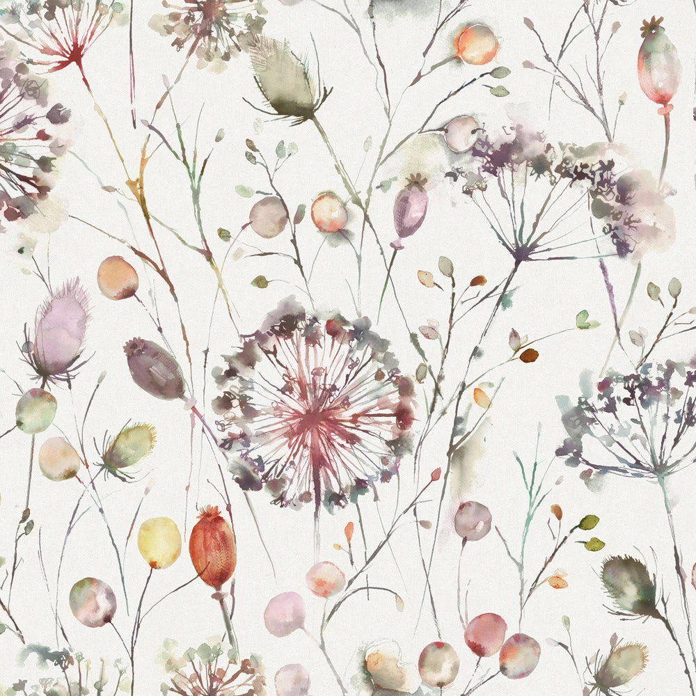 Boronia Printed Cotton Fabric (By The Metre) Boysenberry/Cream elegant table cloth  
