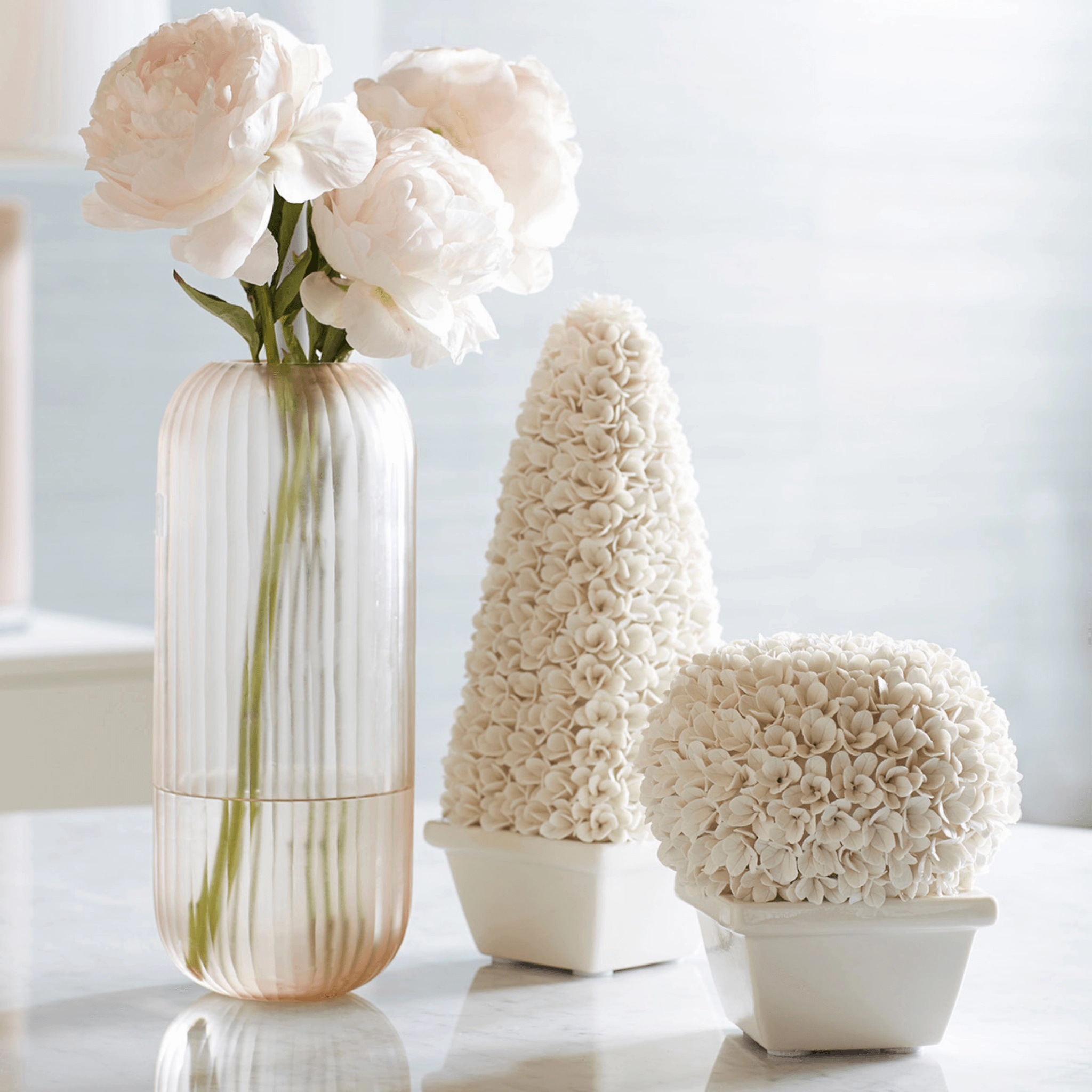 Boston Round Boxwood Topiary in Blanc de China