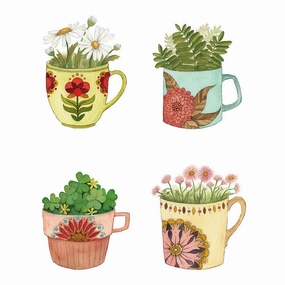 Botanical: Cup Collection - Art Print framed wall decor