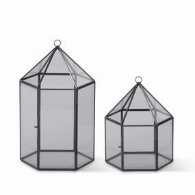Brass & Glass Hexagon Terrariums ( Multiple Sizes ) interior room decor