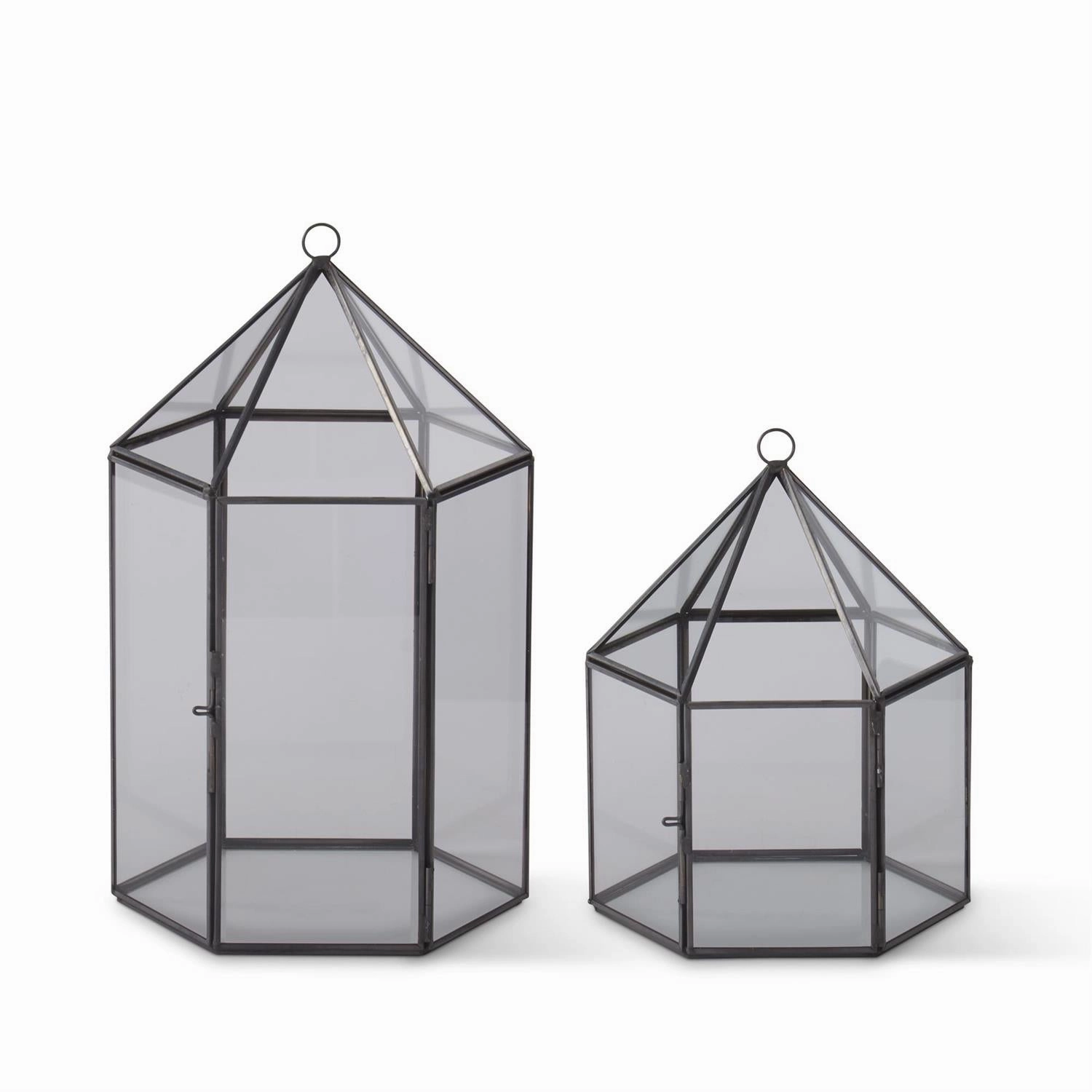 Brass & Glass Hexagon Terrariums ( Multiple Sizes ) interior room decor