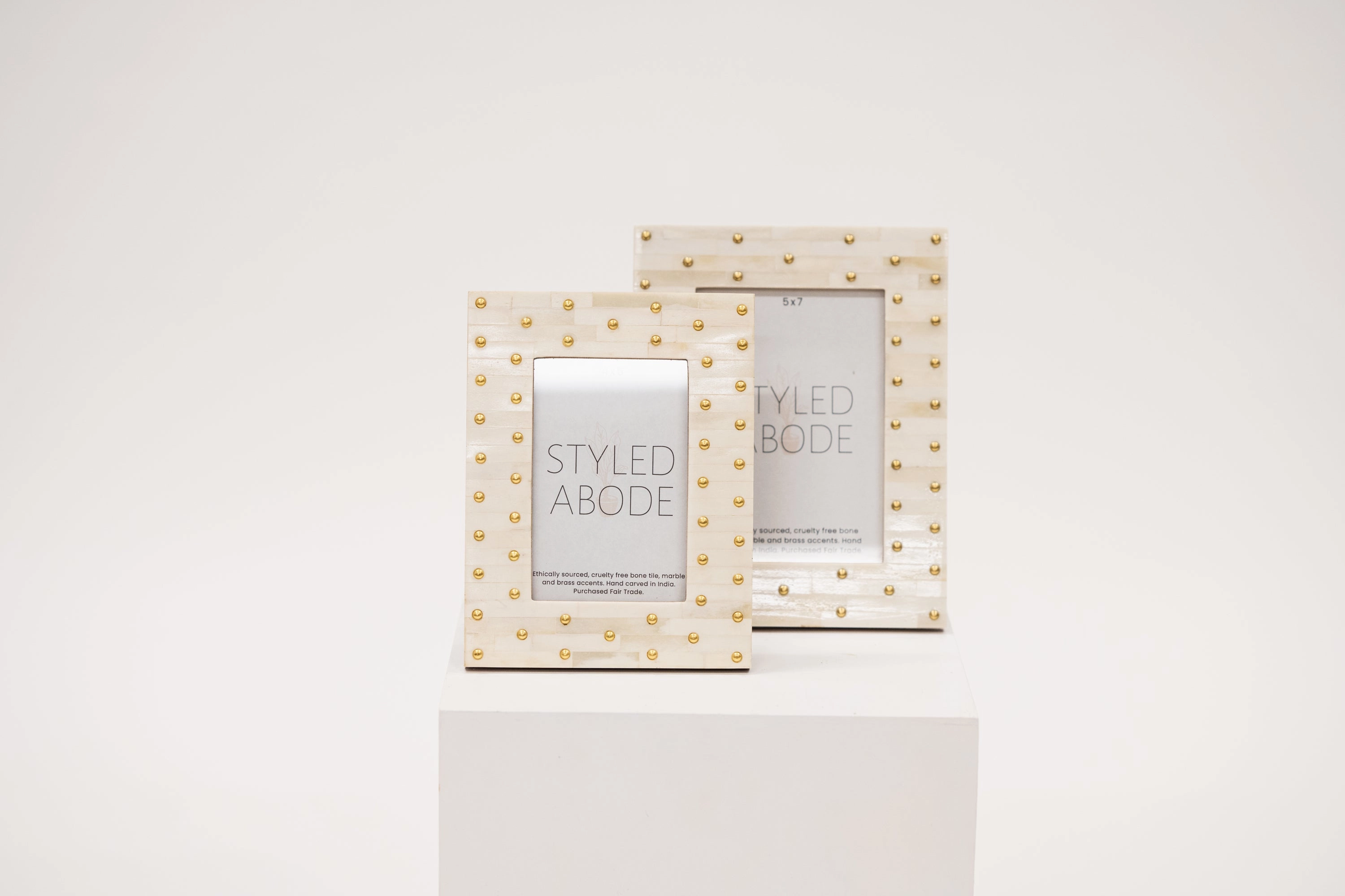 Brass Dotted Cream Frame