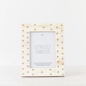 Brass Dotted Cream Frame textured wall artwork