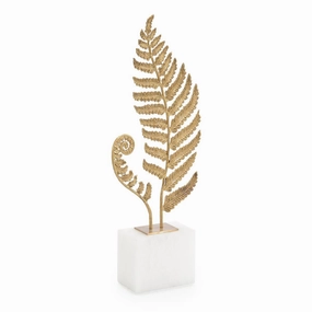 Brass Frond Sculpture on Alabaster Base home display ornament