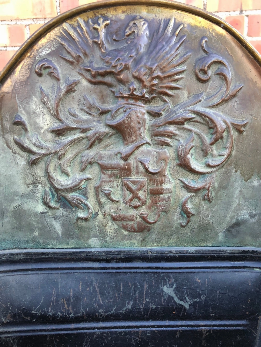 BRASS RELIEF STICK STAND WITH PUB SCENE