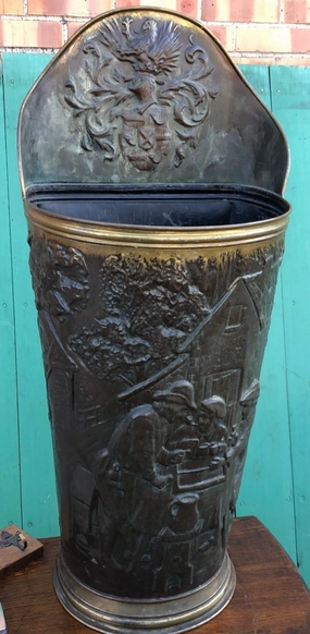 BRASS RELIEF STICK STAND WITH PUB SCENE interior room decor