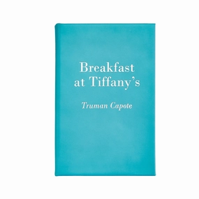 Breakfast at Tiffany's Robin's Egg Blue Bonded Leather Book- Can Be Personalized home display ornament