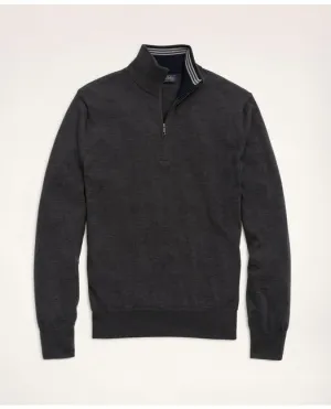 Brooks Brothers Herren Pullover mit Halbzip-Ausschnitt in Merinowolle, Farbe: Anthrazit, Größe: Big & Tall