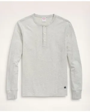 Brooks Brothers Herren Baumwoll-Jersey Henley Grau Meliert Brooks Brothers