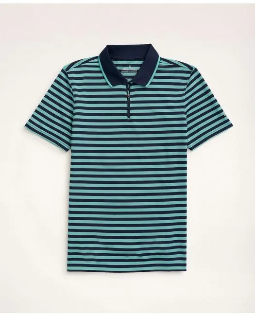 Brooks Brothers Herren Stretch Performance Series Zip Jersey Polohemd Grün Brooks Brothers