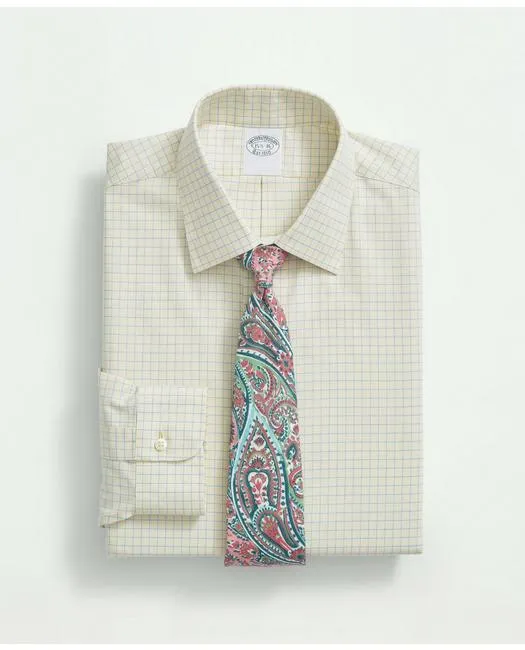 Brooks Brothers Herren Stretch Supima-Baumwolle Bügelfrei Royal Oxford Ainsley-Kragen Gelb Brooks Brothers