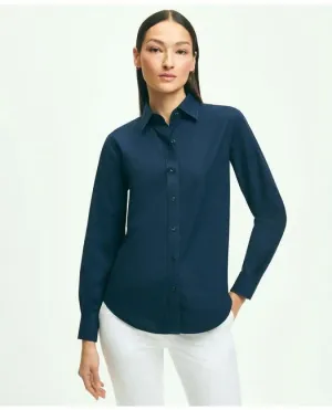 Brooks Brothers Damen Classic-Fit Bügelfrei Stretch Supima-Baumwoll-Hemd Marineblau Brooks Brothers