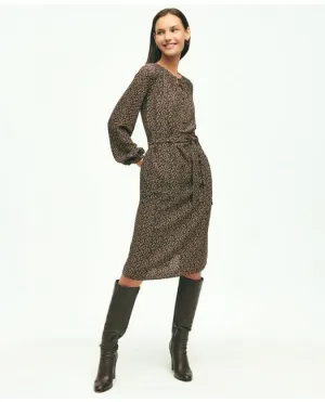 Brooks Brothers Damen Fließendes Druck-Shirtkleid Braun Brooks Brothers