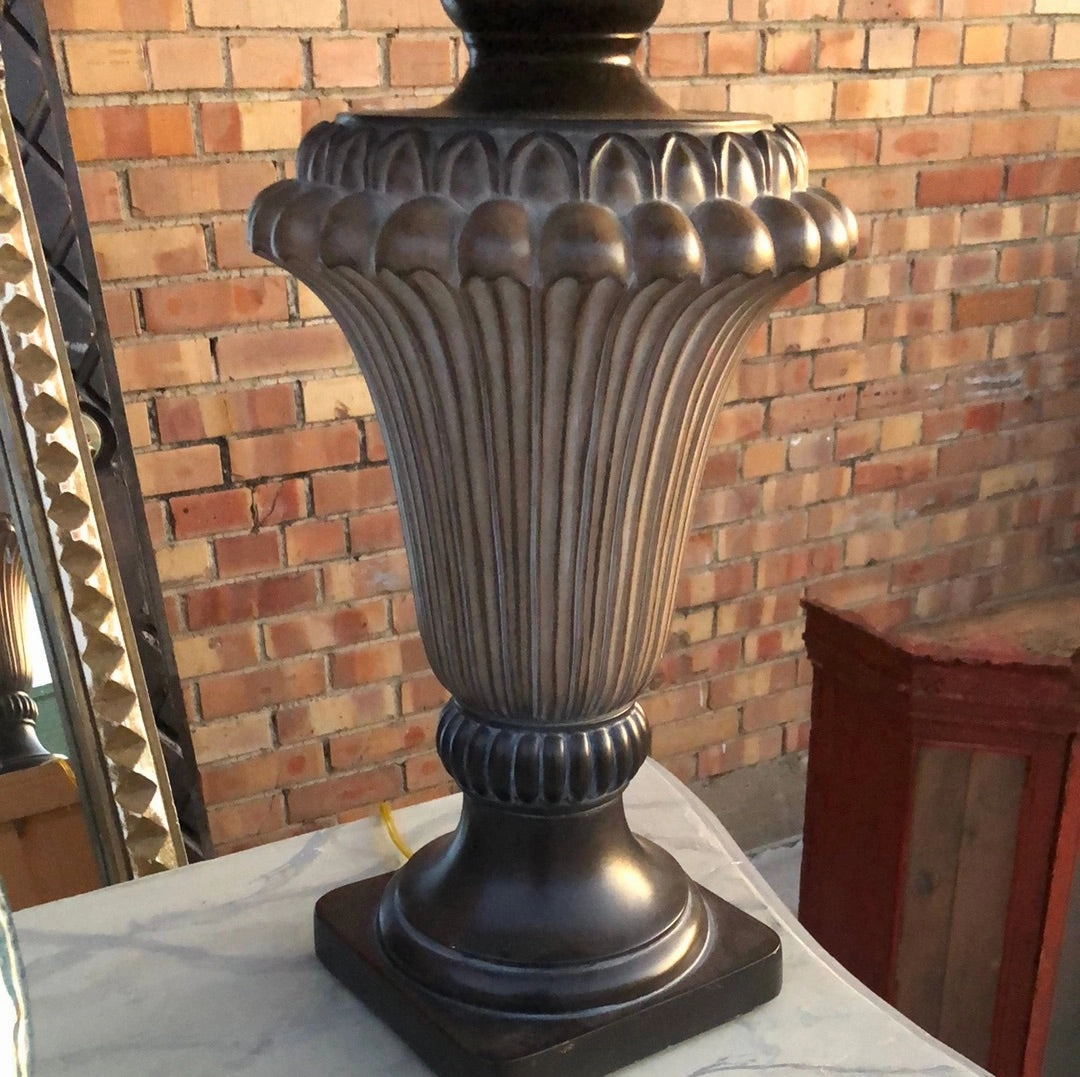 BROWN PLASTER LAMP WITH SHADE