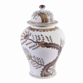Brown Porcelain Hong Wu Plum Blossom Motif Temple Jar home display ornament