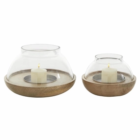 Brown Wood Tealight Room Hurricane Lamp( Multiple Sizes) interior room decor
