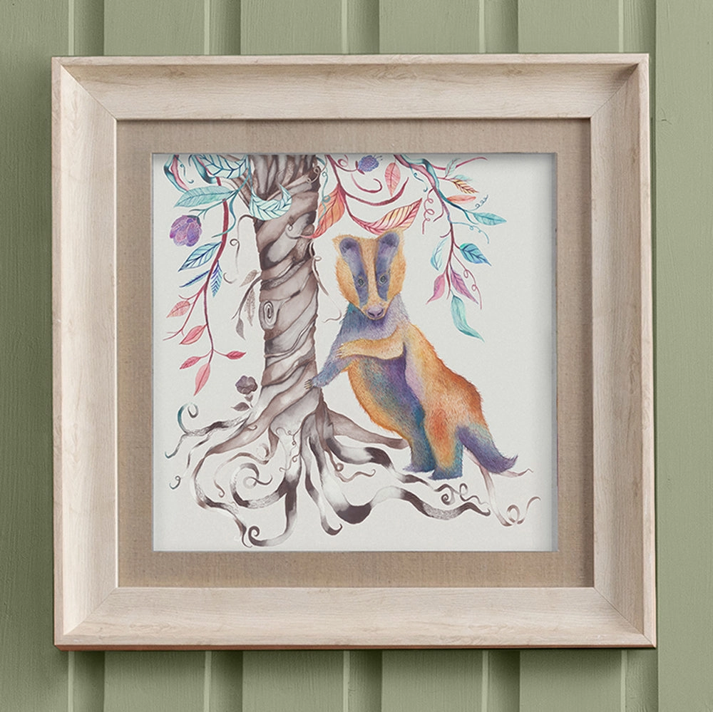 Brucie Badger Framed Print Birch patterned fashion rug  