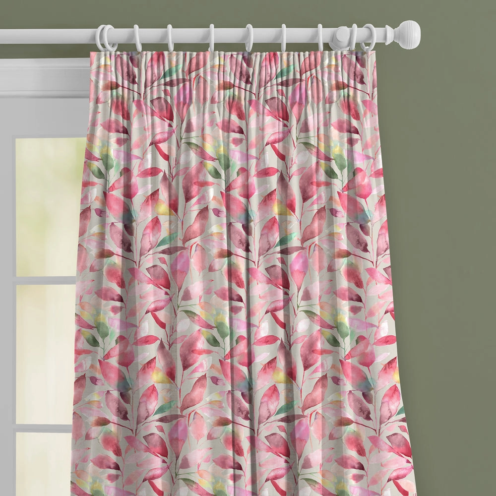 Brympton Printed Made to Measure Curtains Raspberry