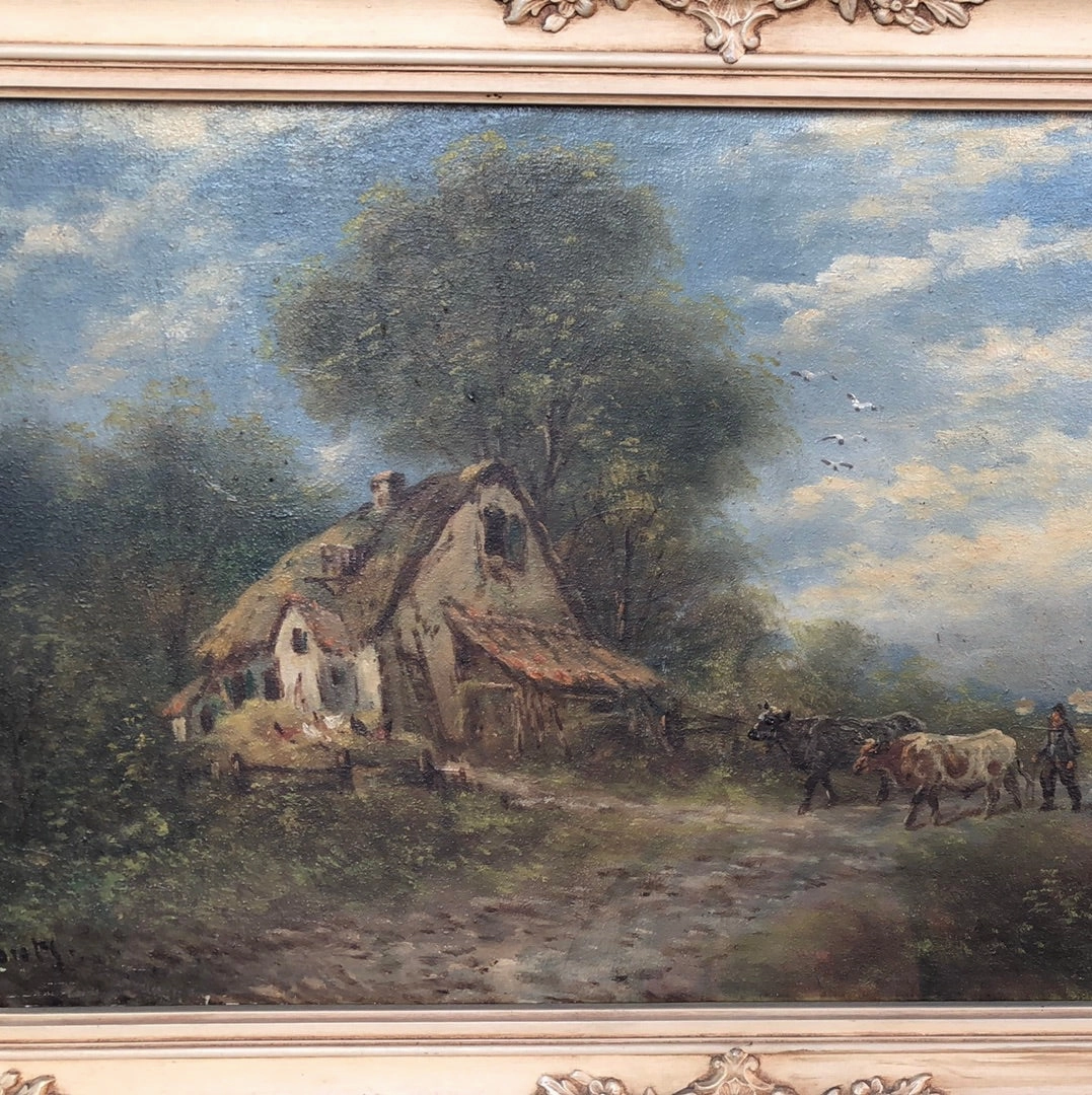 BUCOLIC EDCk OIL PAINTING WITH COWS