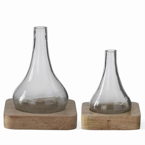 Bud Vases on Wood Trays ( Multiple Sizes ) interior room decor