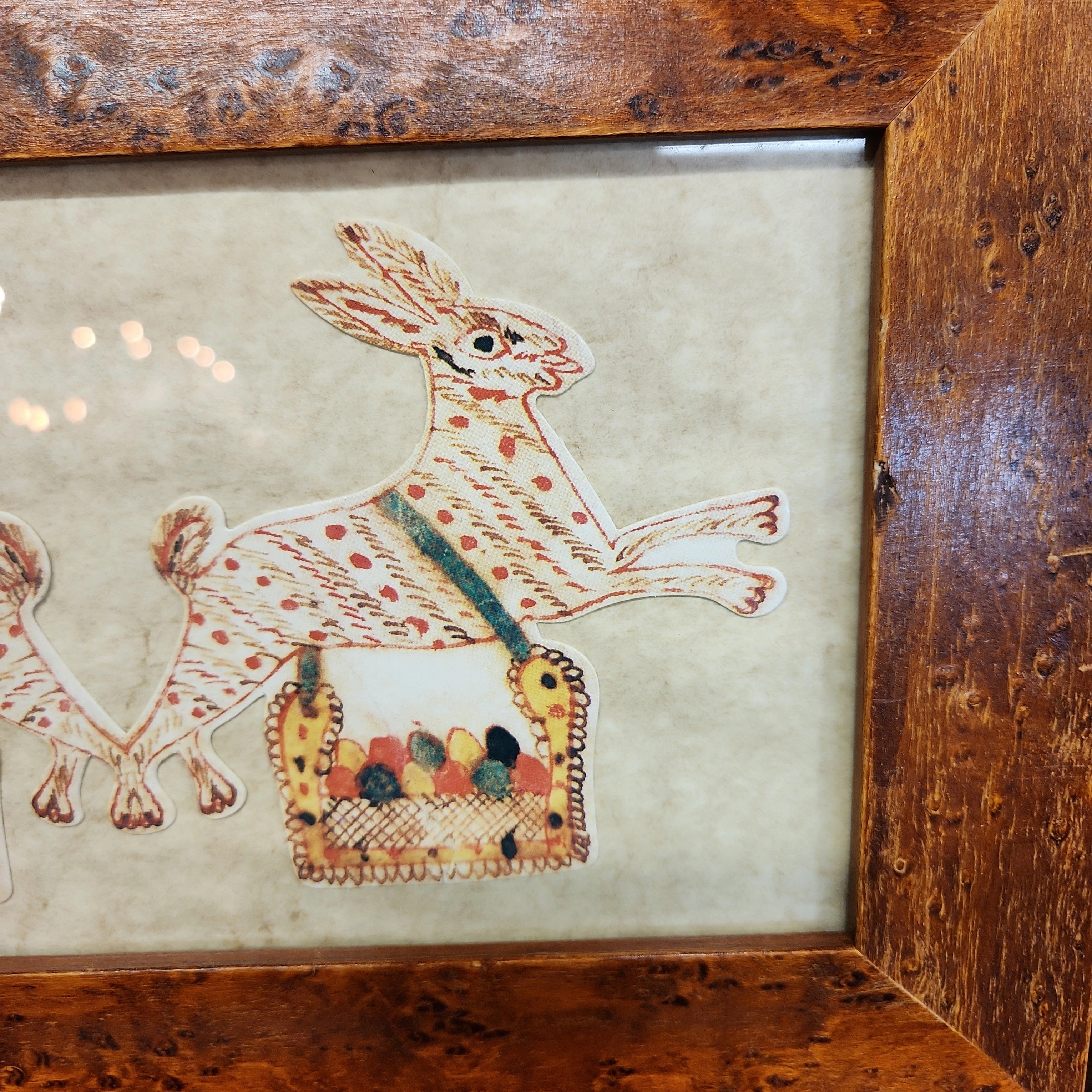 BURLED FRAME RABBITS WATERCOLOR