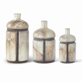Burnt Green Mercury Glass Bottle in Metal (Multiple Sizes) interior room decor