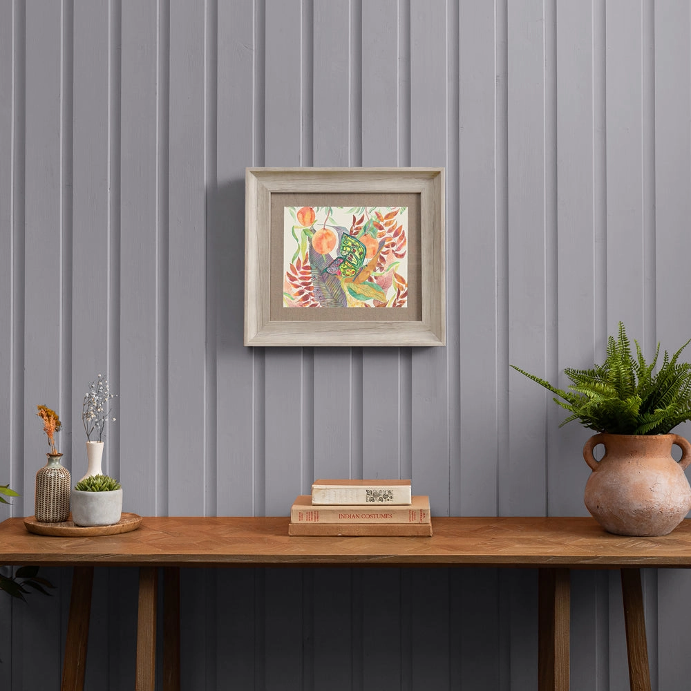 Butterfly Framed Print Birch/Linen