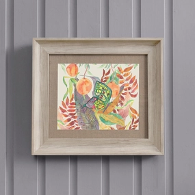 Butterfly Framed Print Birch/Linen patterned fashion rug  