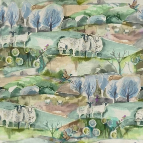 Buttermere Printed Cotton Fabric (By The Metre) Sage elegant table cloth  