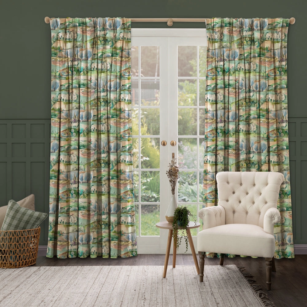 Buttermere Printed Made to Measure Curtains Sage