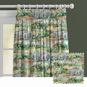 Buttermere Printed Made to Measure Curtains Sage patterned fashion rug  