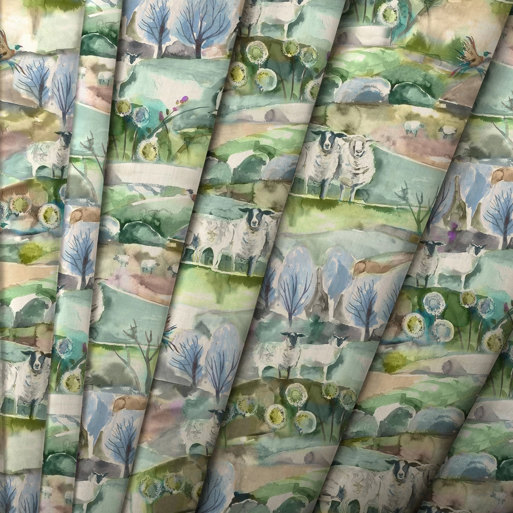 Buttermere Printed Made to Measure Curtains Sage