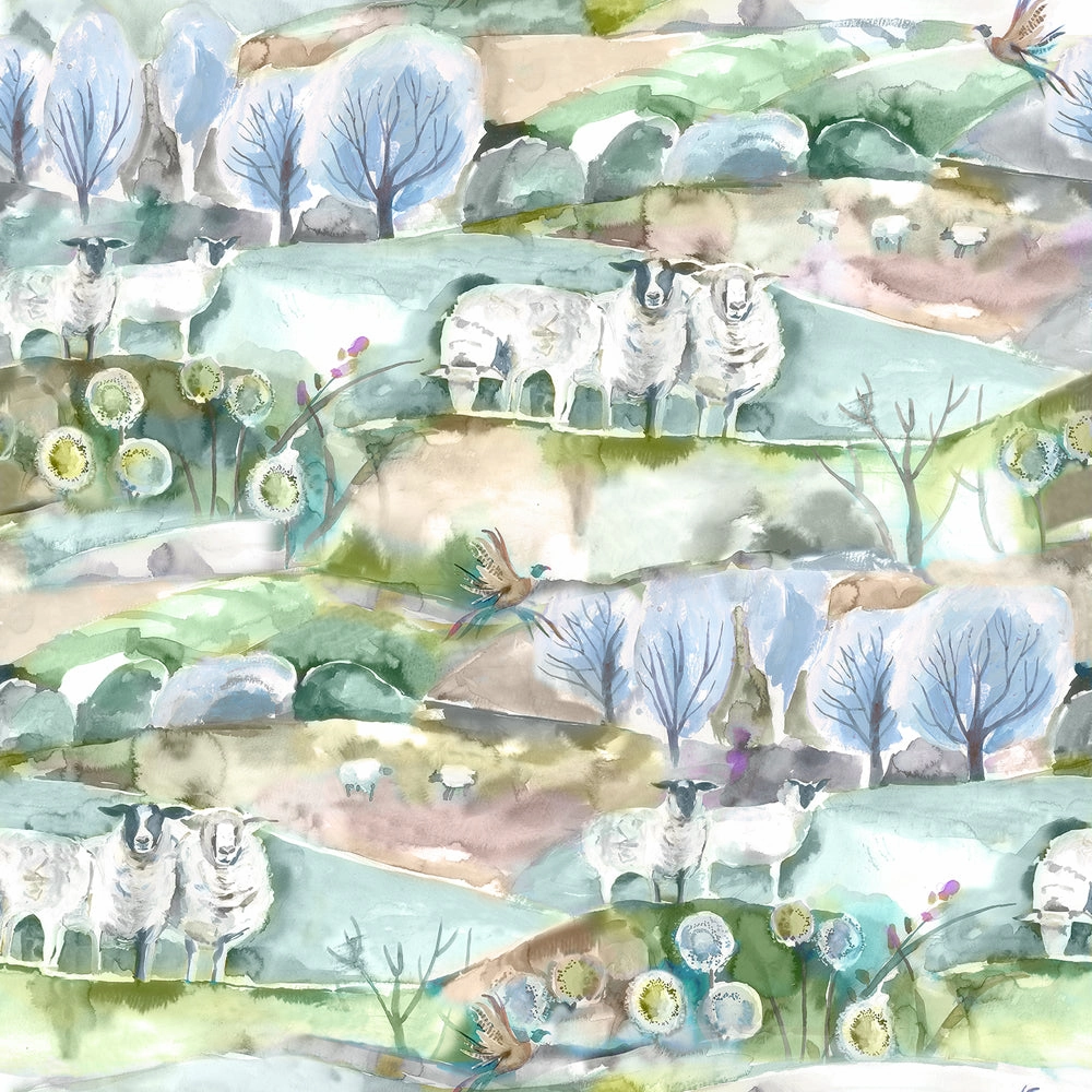 Buttermere Printed Made to Measure Curtains Sage
