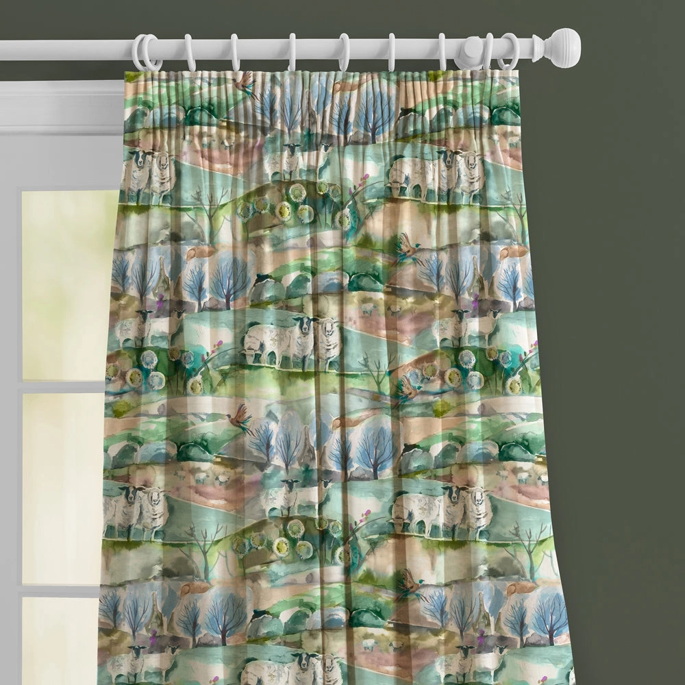 Buttermere Printed Made to Measure Curtains Sage