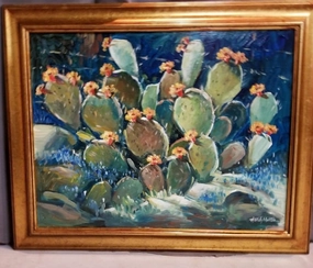 CACTUS OIL PAINTING ON BOARD BY HARDY MARTIN classic mural painting