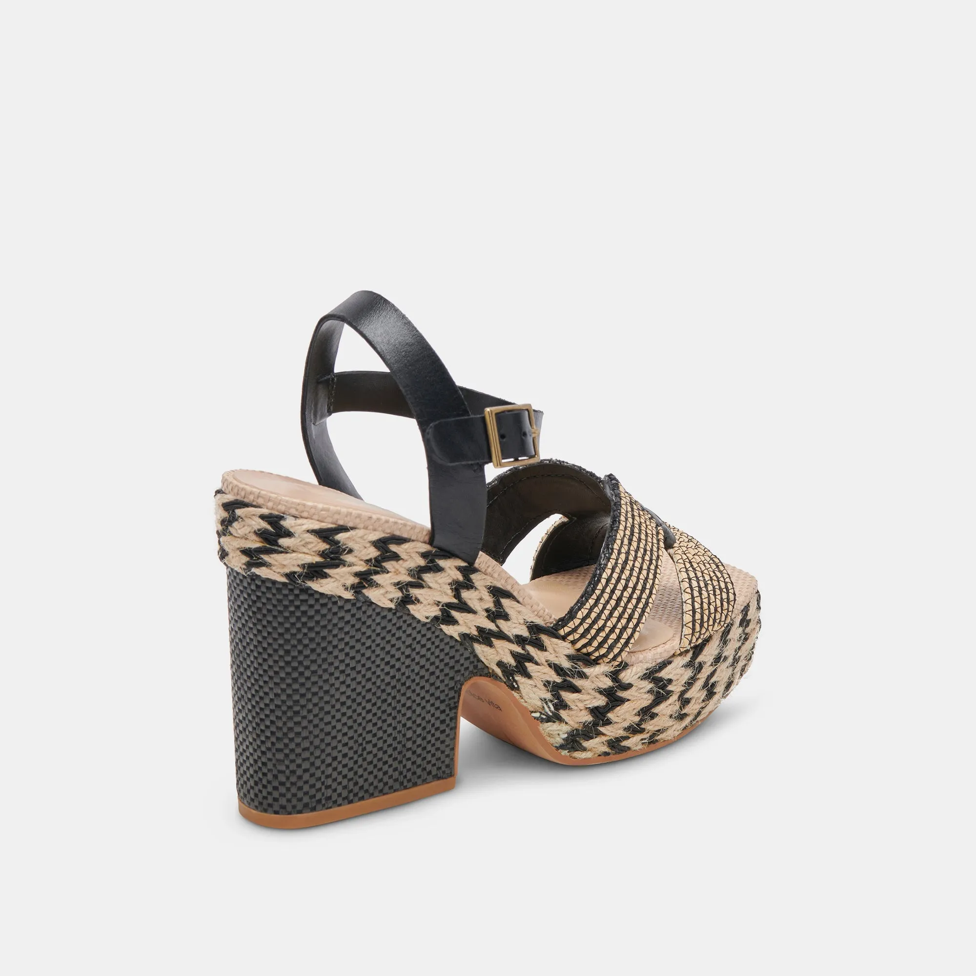 CALE ABSÄTZE SCHWARZ NATUR RAFFIA
