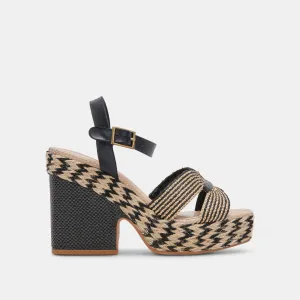 CALE ABSÄTZE SCHWARZ NATUR RAFFIA
