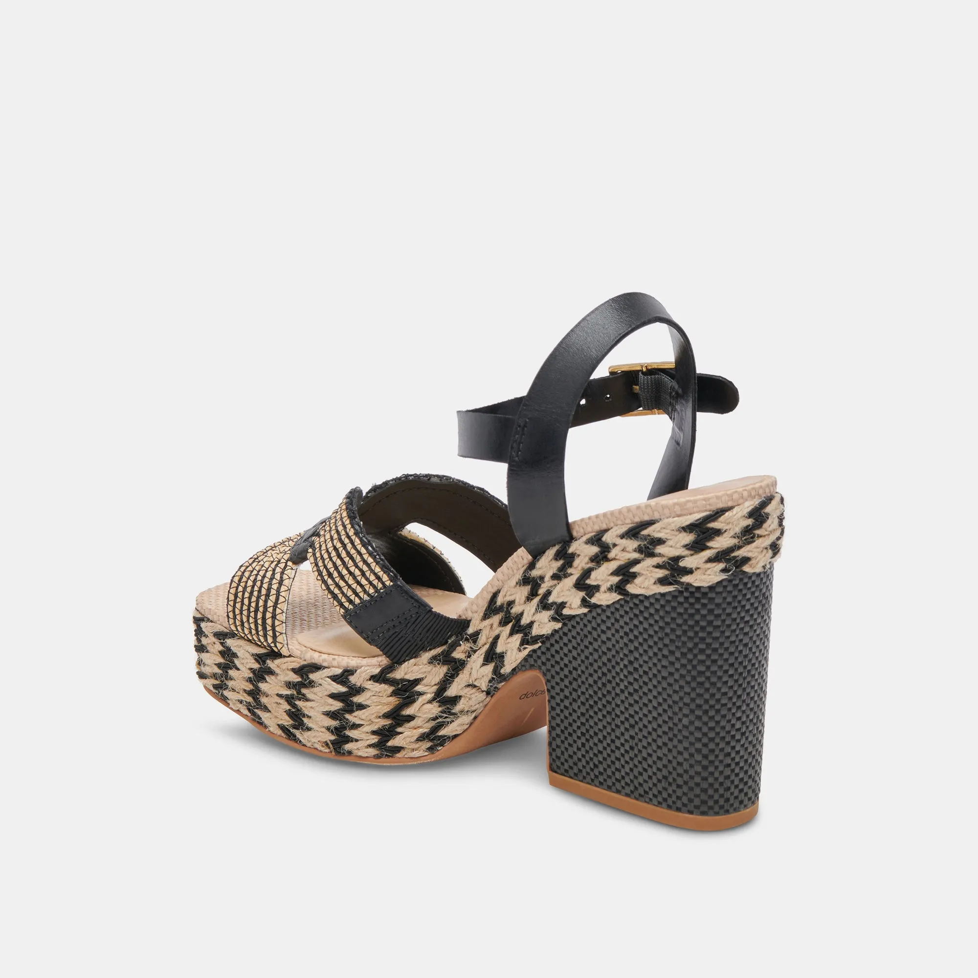 CALE ABSÄTZE SCHWARZ NATUR RAFFIA