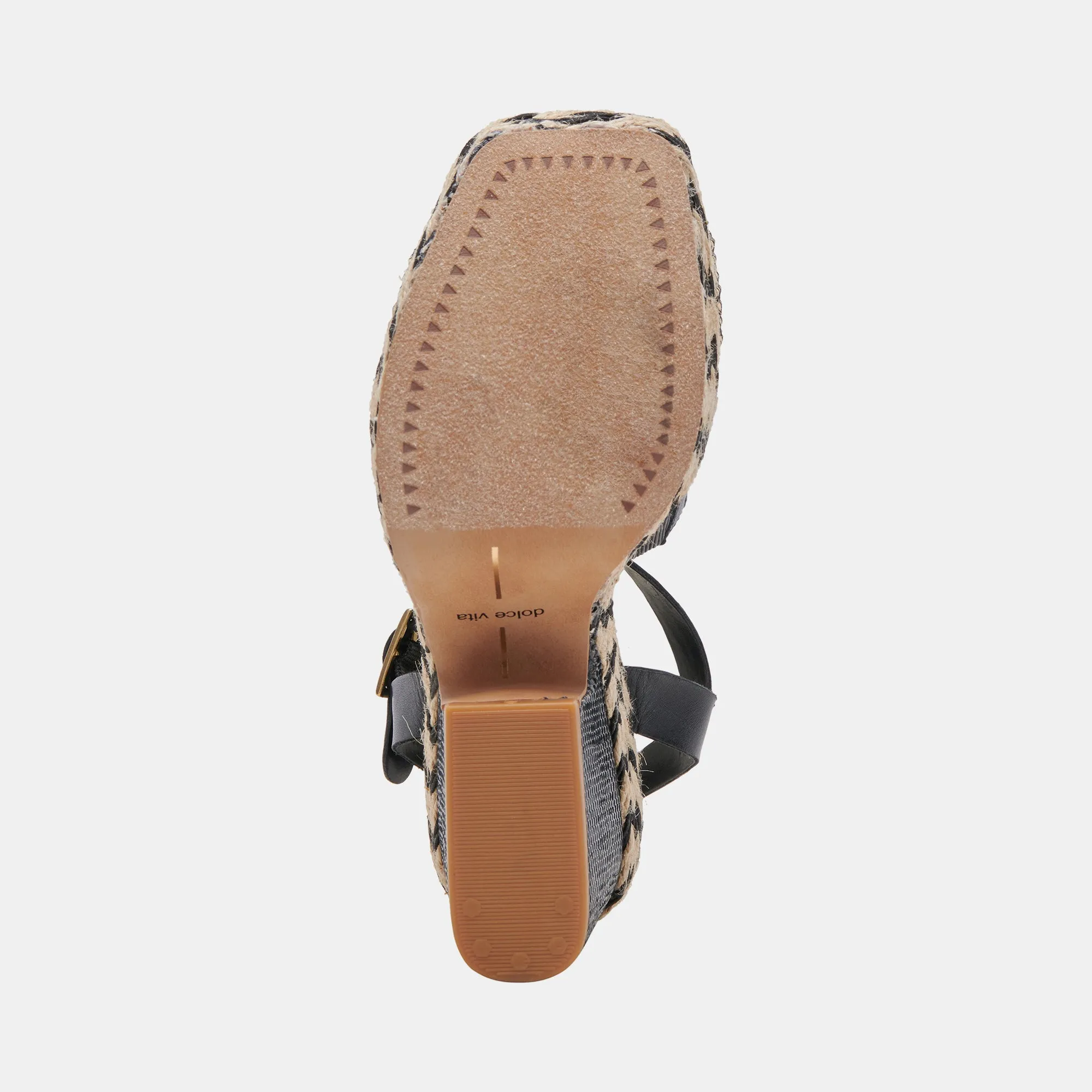 CALE ABSÄTZE SCHWARZ NATUR RAFFIA