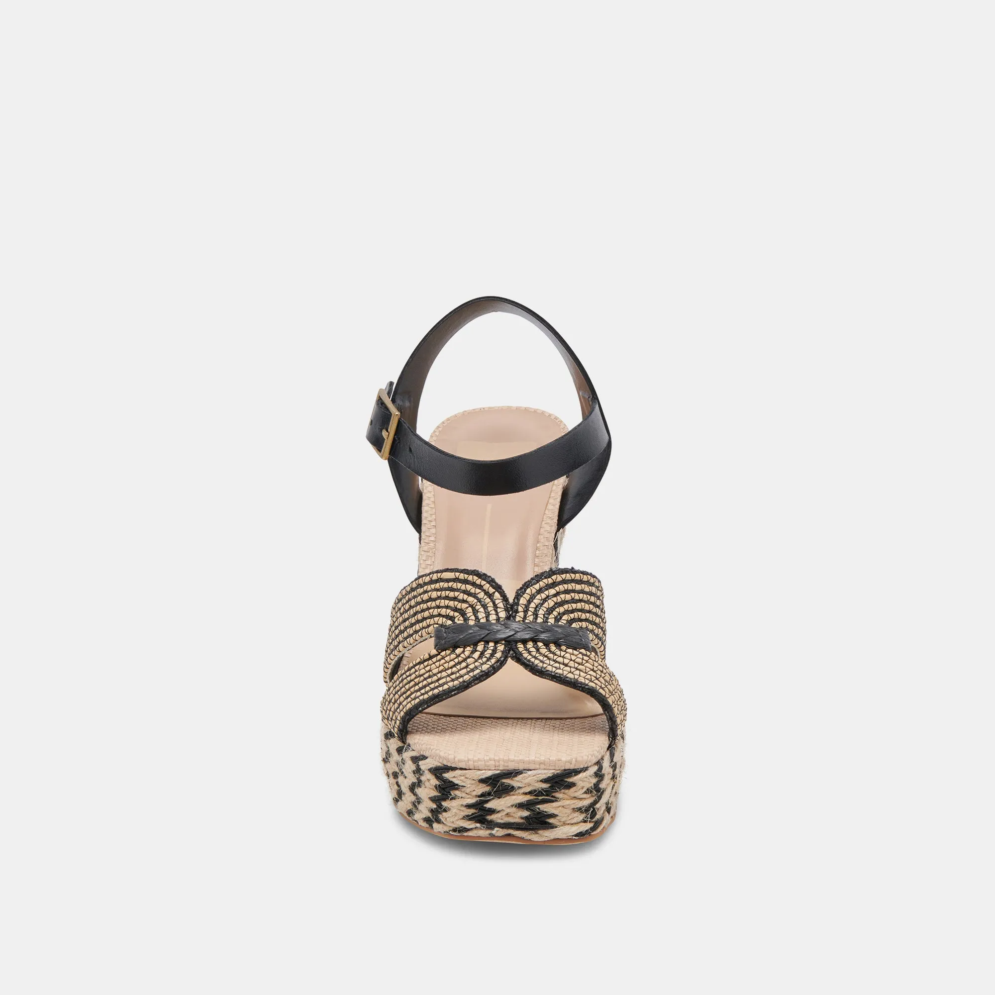 CALE ABSÄTZE SCHWARZ NATUR RAFFIA