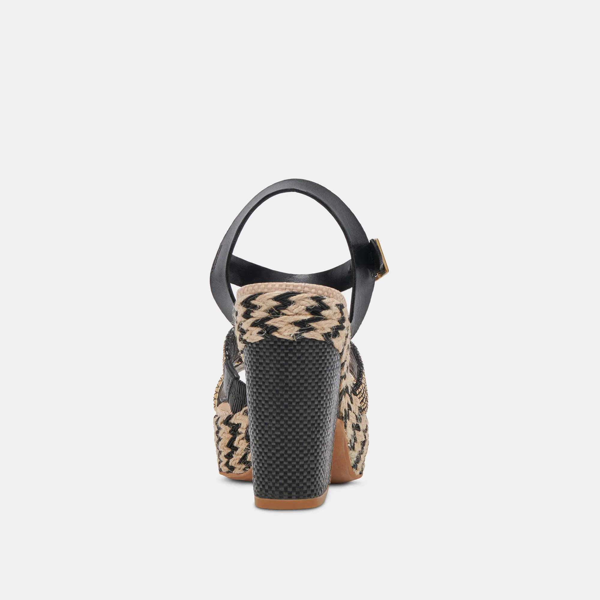 CALE ABSÄTZE SCHWARZ NATUR RAFFIA