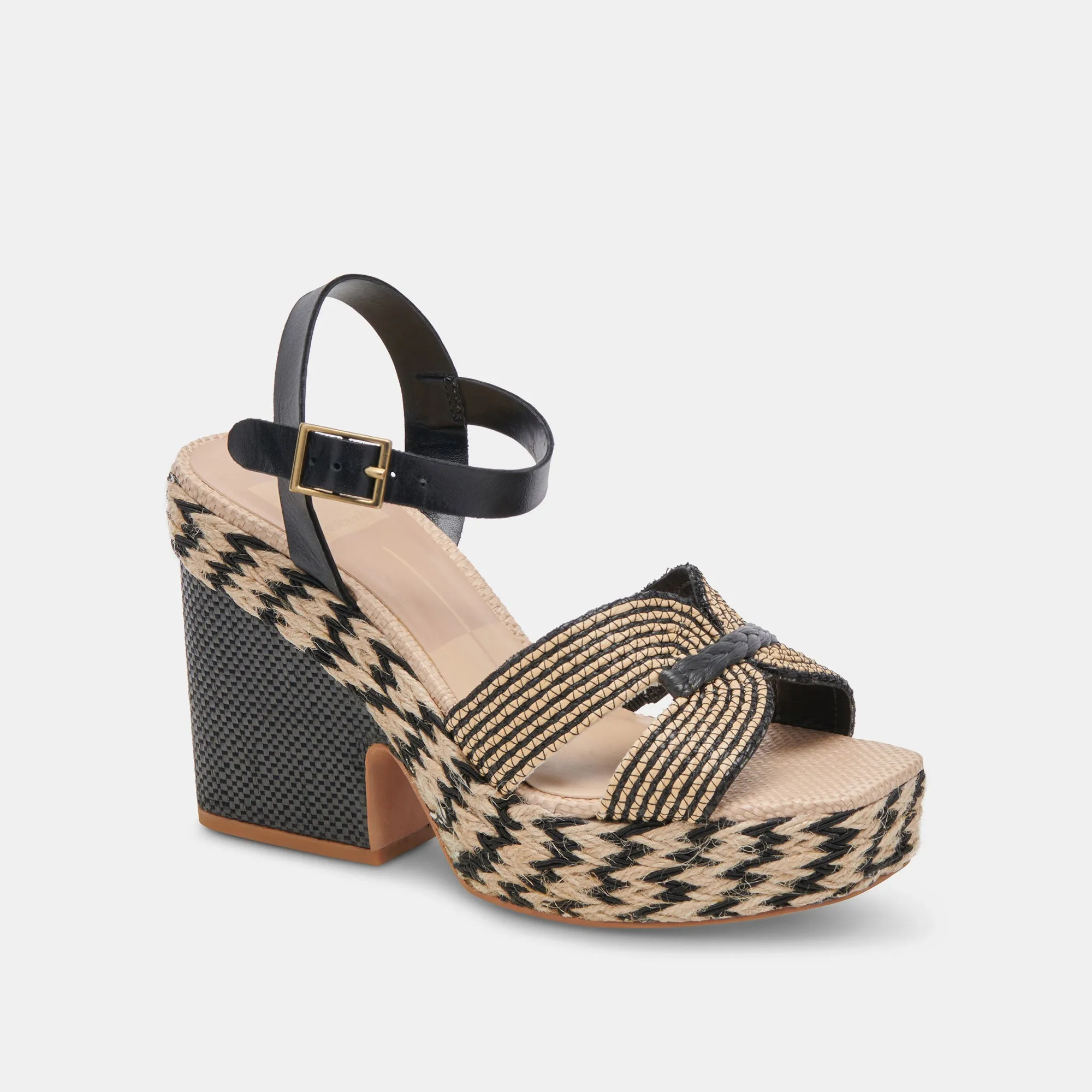 CALE ABSÄTZE SCHWARZ NATUR RAFFIA
