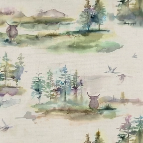 Caledonian Forest Printed Cotton Fabric (By The Metre) Topaz elegant table cloth  